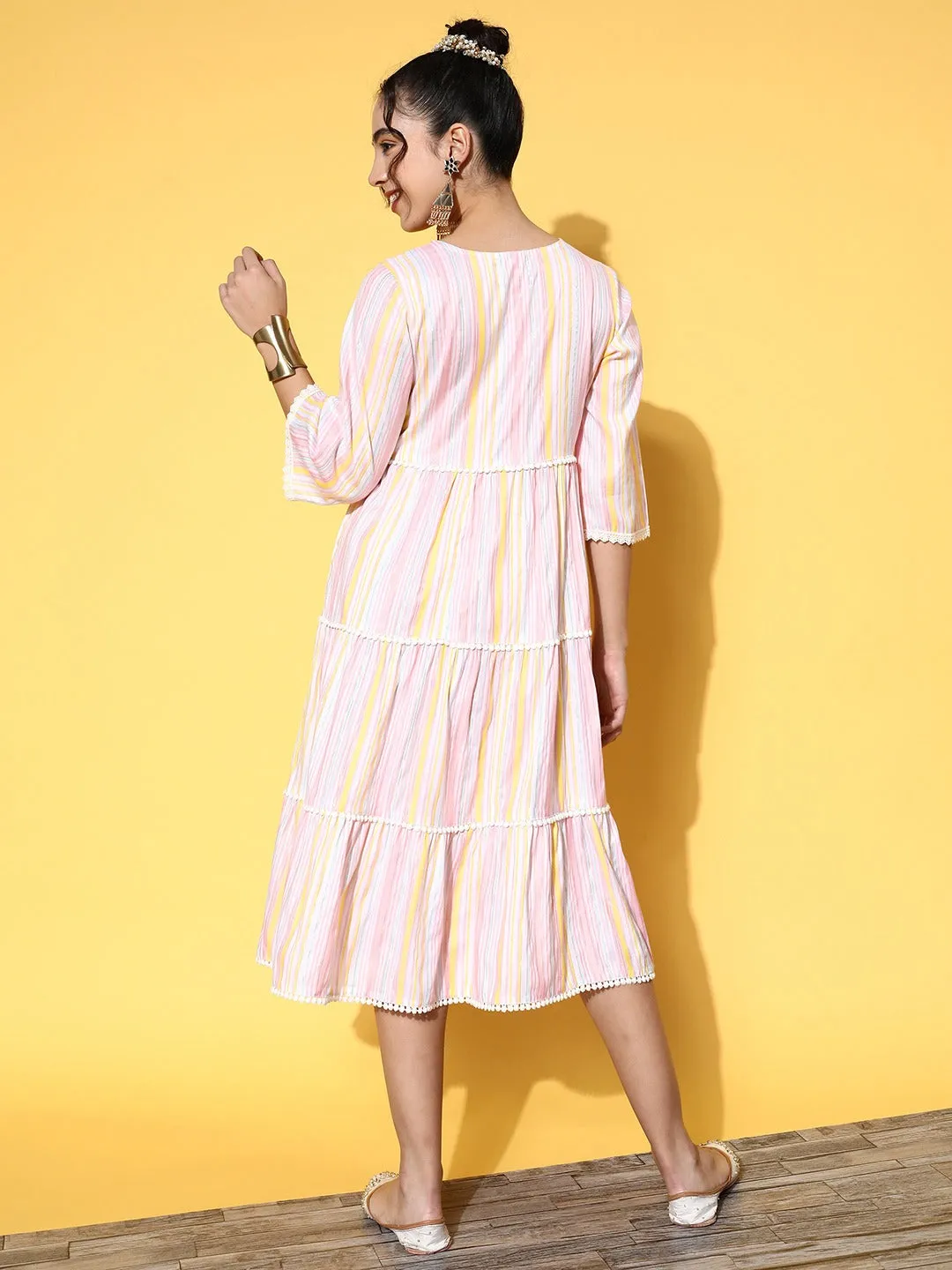 Women Multi Cotton Lurex Dress