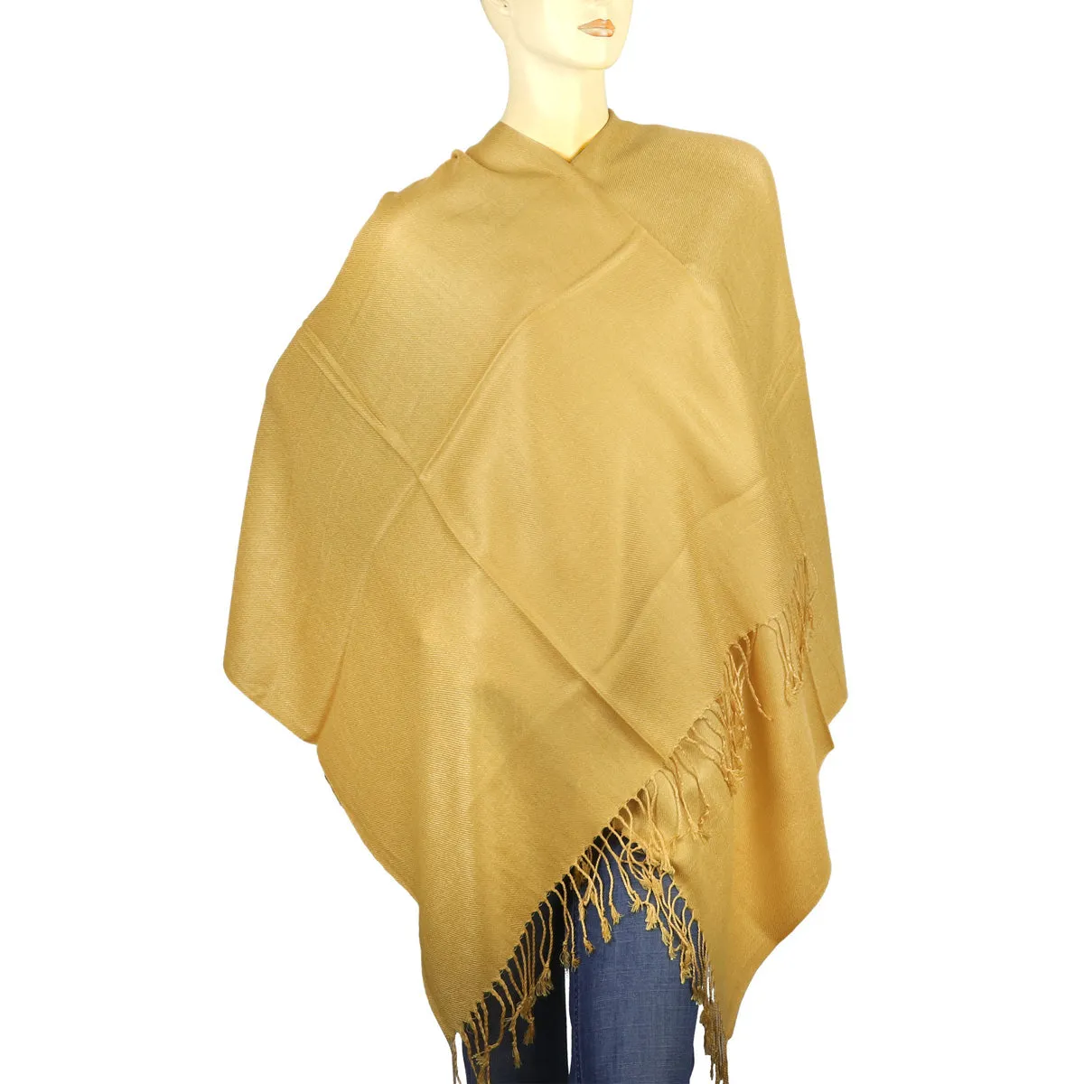 Women's Soft Solid Color Pashmina Shawl Wrap Scarf - Mustard Golden