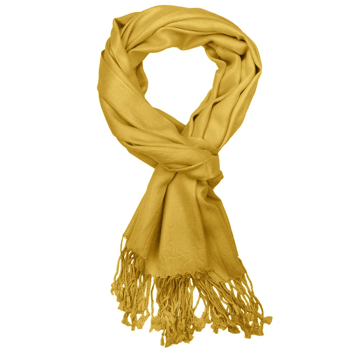 Women's Soft Solid Color Pashmina Shawl Wrap Scarf - Mustard Golden