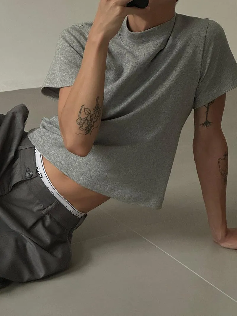 Zhou Solid Color Cropped T-Shirt